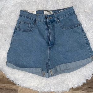 Light wash denim shorts